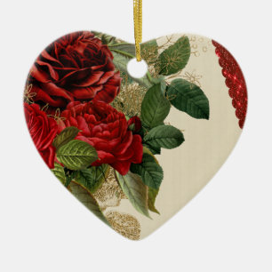 Cerâmica coração de ornamento de porcelana rosa