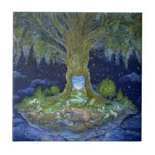 Cerâmica Coração do Azulejo cerâmico de árvore 6x6
