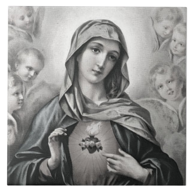 Cerâmica Coração Imaculado do Azulejo Cerâmico de Mary (Frente)