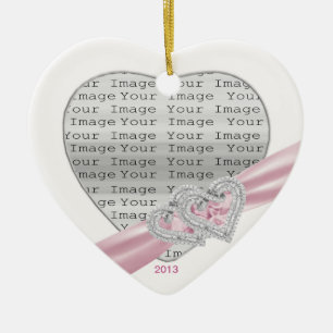 Cerâmica Corações Personalizados Ornamento de Fita Rosa d