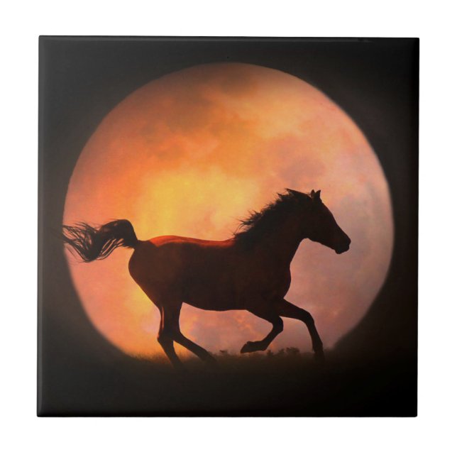 Cerâmica Correndo pelo Azulejo de Arte do Cavalo da Lua (Frente)