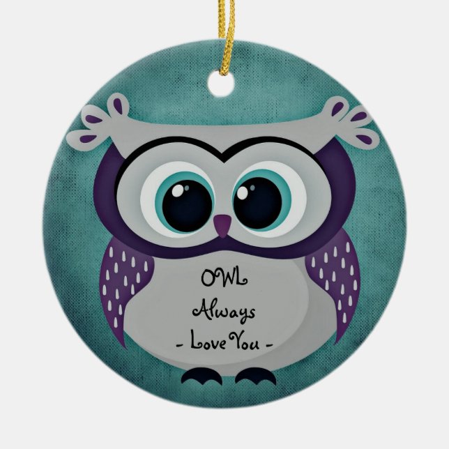 Cerâmica Coruja Sempre Te Ama O Ornamento De Coruja Roxo (Frente)