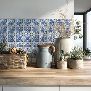 Cerâmica Cozinha Mediterrânea Respaldo de Padrão Azulejo