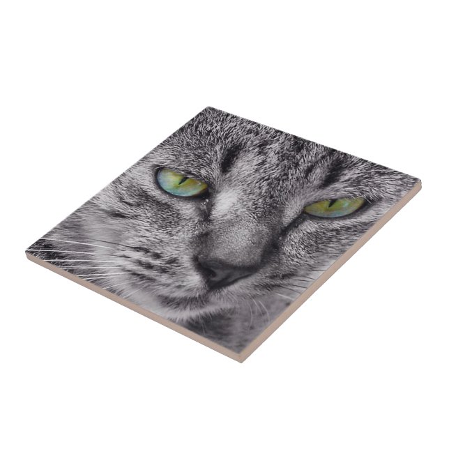 Cerâmica Crie seu próprio azulejo quadrado - gato de mesa (Lateral)