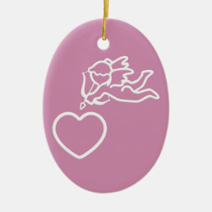 Cerâmica Cupido Gira ornamento de dupla face personalizado