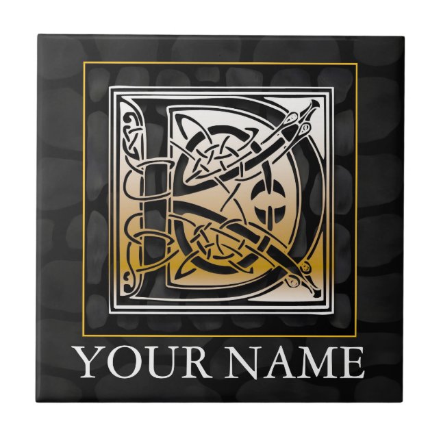 Cerâmica D "seu" azulejo de pedra preto celta conhecido do (Frente)