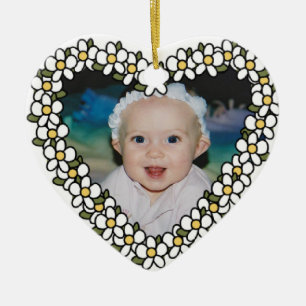 Cerâmica Daisy Heart Adicionar Ornamento de Keepsasait Pers