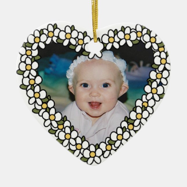 Cerâmica Daisy Heart Adicionar Ornamento de Keepsasait Pers (Frente)
