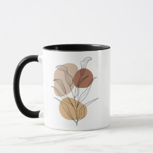 cerâmica de caneca branca com folhas mochiladas