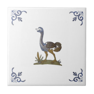 Cerâmica Delft de Ostrich Adorável no Azulejo Branco