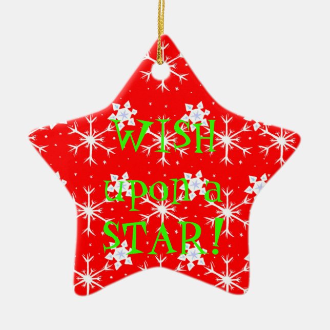 Cerâmica Desejo em cima de um ornamento da estrela (Frente)