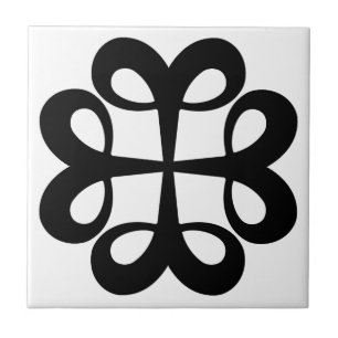 Cerâmica desenho de ornamento preto em azulejo branco