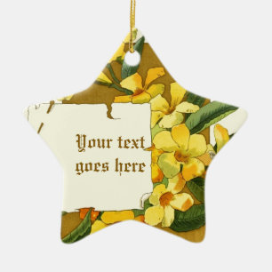 Cerâmica Desenho dintage do ornamento amarelo de jasmim