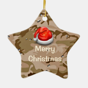 Cerâmica Desert Sand Camo Star Feliz Ornamento de Natal