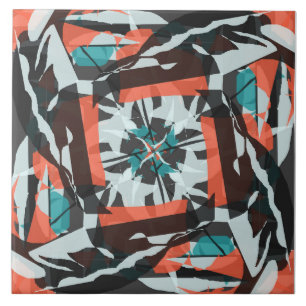 Cerâmica Design de Azulejo de fiação em laranja, preto e aq