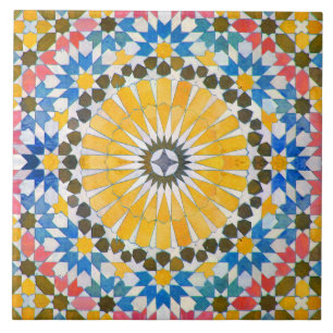 Cerâmica Design de Marrocos no Azulejo azul, amarelo e rosa