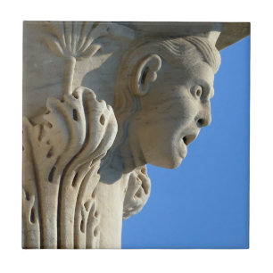Cerâmica Detalhe da coluna Torre de Pisa, Itália - azulejo