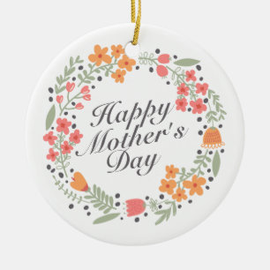 Cerâmica Dia de as mães Feliz Elegante, Ornamento Floral d