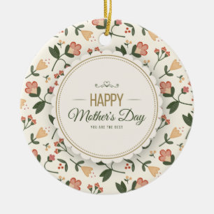 Cerâmica Dia de as mães Feliz Floral Elegante   Ornamento