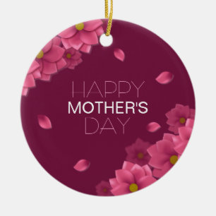 Cerâmica Dia de as mães Feliz Floral Elegante   Ornamento