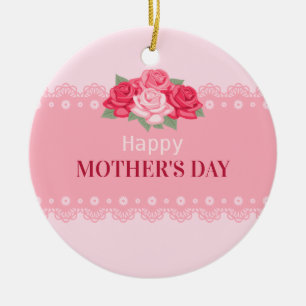 Cerâmica Dia de as mães Feliz Floral Elegante   Ornamento