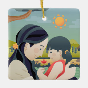 Cerâmica Dia de as mães Mãe e Filho   Ornamento