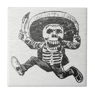Cerâmica Dia dos Mortos - Azulejo Cerâmico de Esqueleto Mex