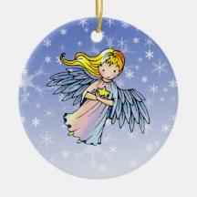 Doce Anjo Segurando Ornamento de Natal de Estrela