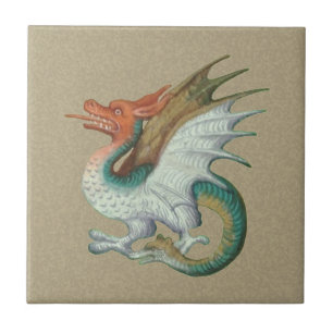 Cerâmica Dragão de Faca Vermelha Pequeno Azulejo Cerâmico