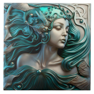 Cerâmica Efeito 3D de bronze Azulejo cerâmico de sereia