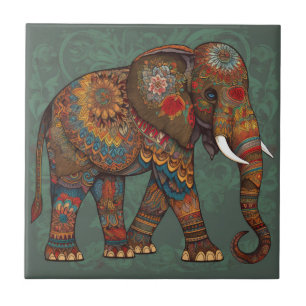 Cerâmica Elefante Boêmico com Azulejo Cerâmico de Arte Deco