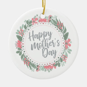 Cerâmica Elegante Dia de as mães Feliz Ornamento Floral de 