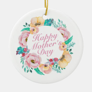 Cerâmica Elegante Dia de as mães Feliz Ornamento Floral de 