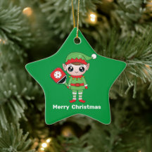 Elf de Natal de Pickleball, Ornamento Cerâmico de 