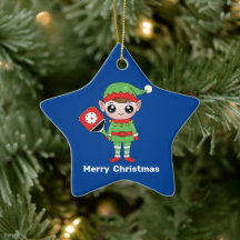 Elf de Natal de Pickleball, Ornamento Cerâmico de 