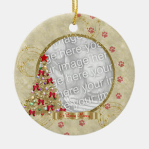 Cerâmica Em ornamento Loving da foto de Pawprint do Natal