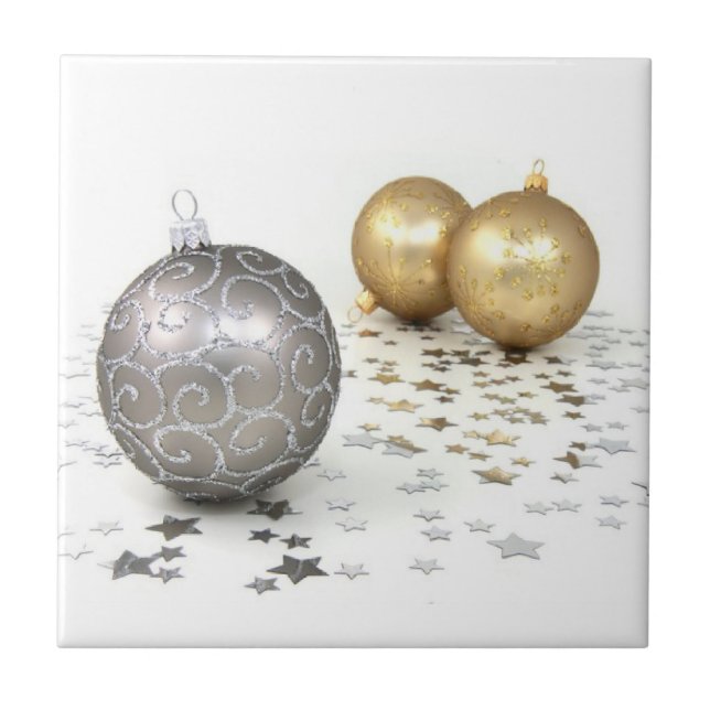Cerâmica Enfeites de natal com Azulejo de estrelas (Frente)