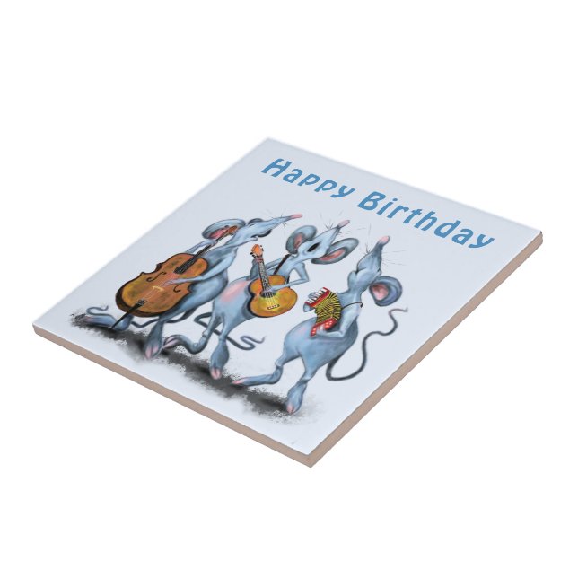 Cerâmica Engraçado Azulejo de aniversário com Banda musical (Lateral)