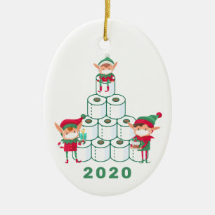 Cerâmica Engraçado Elf Natal 2020   Ornamento de papel higi