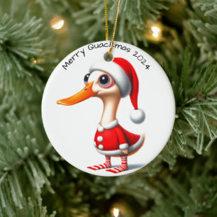 Cerâmica Engraçado Ornamento de Pato de Natal