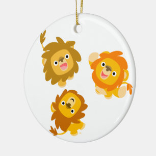 Cerâmica "Estamos aqui!" Ornamento de Leões de Cartoon Boni