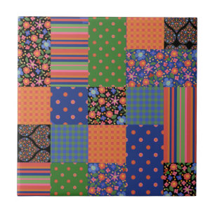 Cerâmica Estilo de Arte Folha Faux Patchwork Azulejo cerâmi
