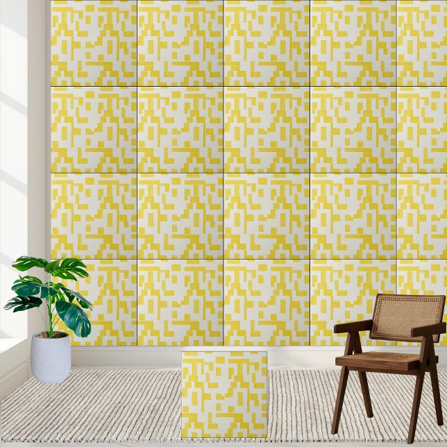 Cerâmica Estilo de Azulejo cerâmico de padrão amarelo geomé (Geometric Yellow Pattern Ceramic Tile Style 2)