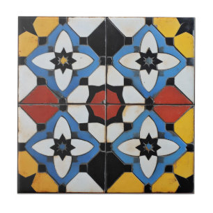 Cerâmica Estilo de Azulejo Retro Colorido