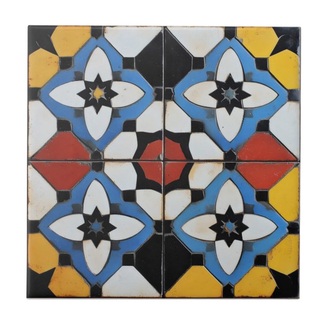 Cerâmica Estilo de Azulejo Retro Colorido (Frente)