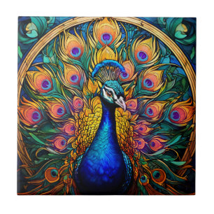 Cerâmica Estilo de Vidro Arranjado Azulejo Cerâmico Peacock
