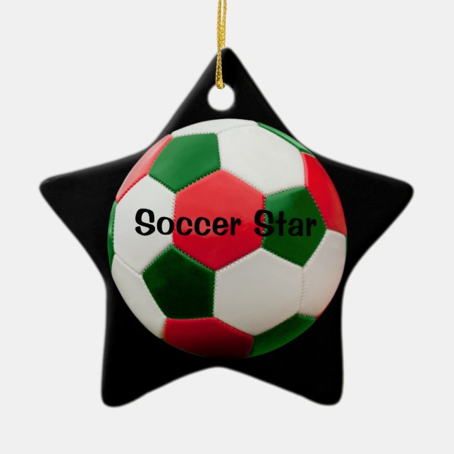 Cerâmica Estrela de Futebol, Cores de Natal, Ornamento (Frente)