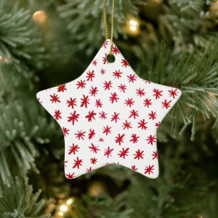 Cerâmica Estrelas de aquarela - ornamento cerâmico vermelho