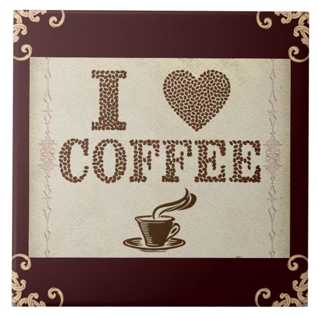 Cerâmica Eu adoro Azulejo de café cerâmico (Frente)