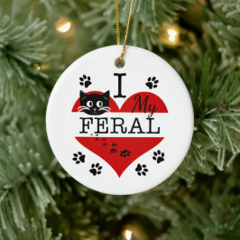 Cerâmica Eu Amo Meu Ornamento Feral De Gato Cerâmico